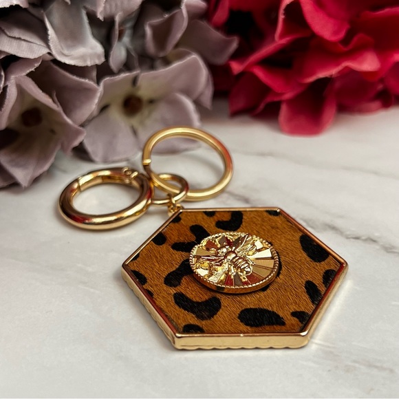 Gorgeous Golden Bumblebee and Leopard Hexagon Keychain Charm - Picture 6 of 16